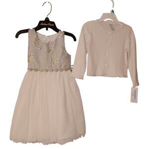American Princess 2T Gown and Cardigan Set/ 2T / Ivory with Jewels